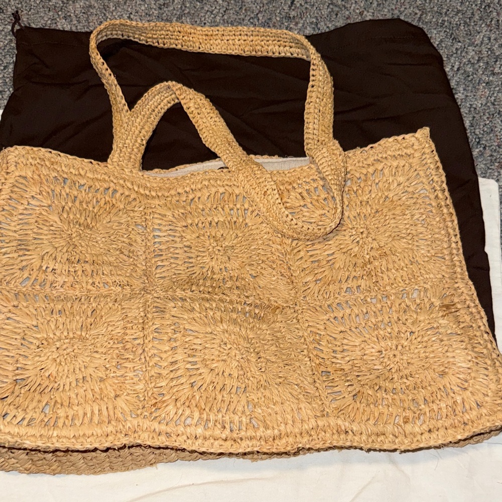 Hat Attack Tan Woven Tote Bag